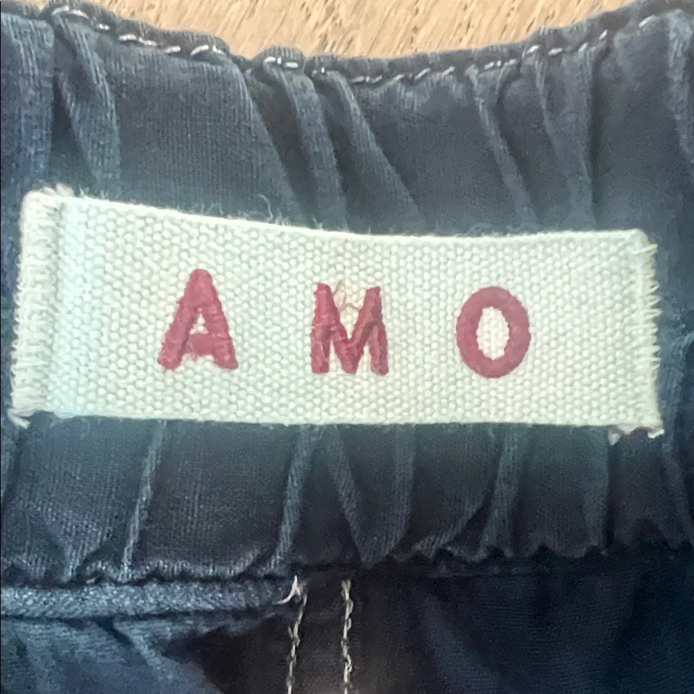 AMO Dark Blue Women's Paper bag Pants - Picture 2 of 4